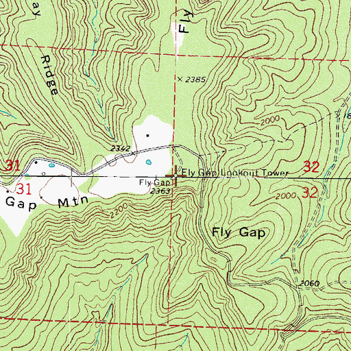 Topographic Map of Fly Gap Lookout Tower, AR