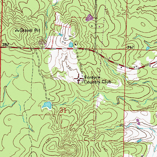 Topographic Map of Fordyce Country Club, AR