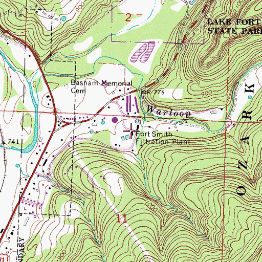 Topographic Map of Fort Smith Filtration Plant, AR