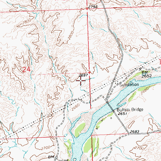 Topographic Map of 22N22W24DAAA01 Well, MT