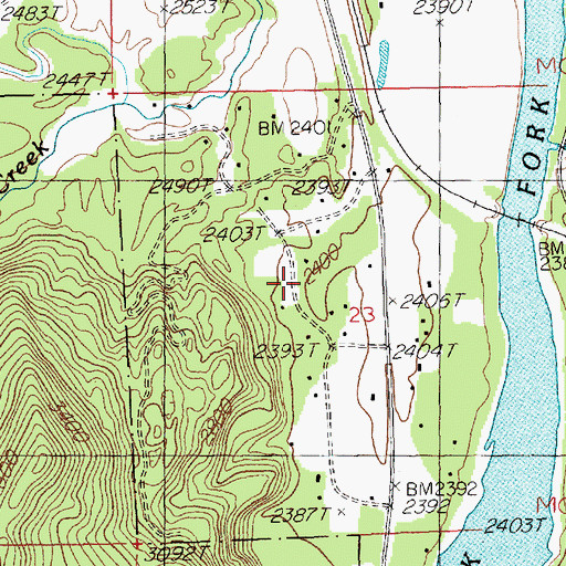 Topographic Map of 22N30W23BDDA01 Well, MT