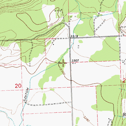 Topographic Map of 22N19W20ADAA01 Well, MT