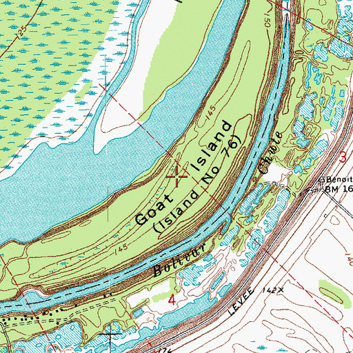Topographic Map of Goat Island, AR