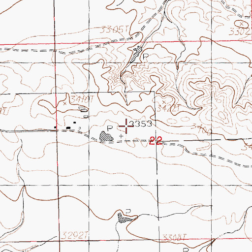 Topographic Map of 22N20E22CABD01 Well, MT