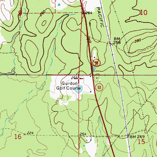 Topographic Map of Gurdon Golf Course, AR