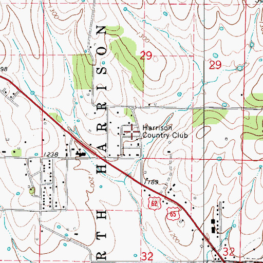 Topographic Map of Harrison Country Club, AR