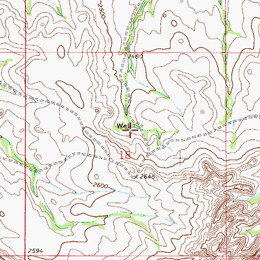 Topographic Map of 22N54E18ACBC01 Well, MT
