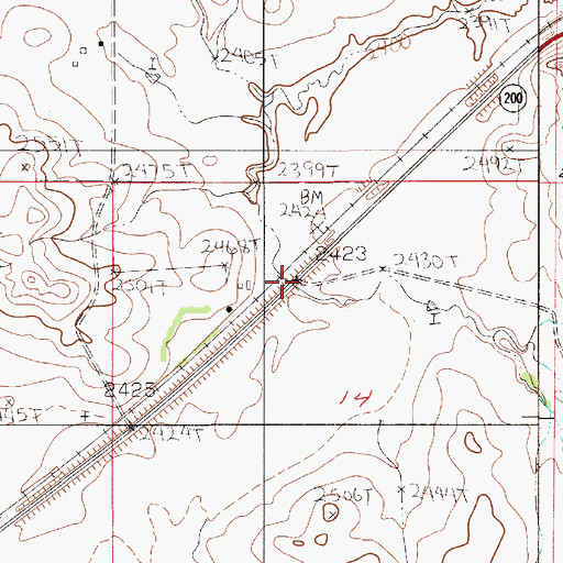 Topographic Map of 22N52E14BACD01 Well, MT