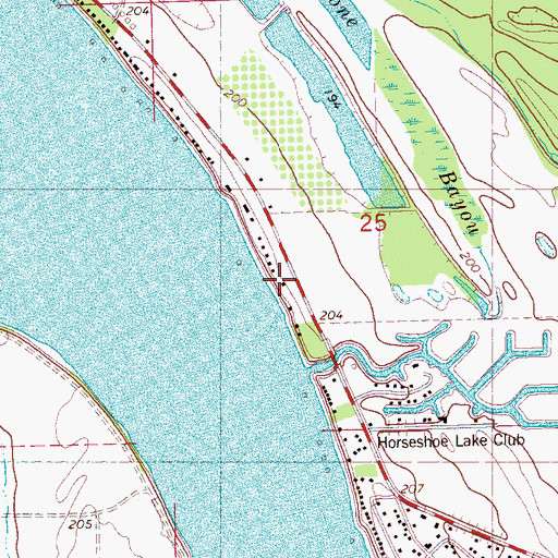 Topographic Map of Horseshoe Lake Club, AR