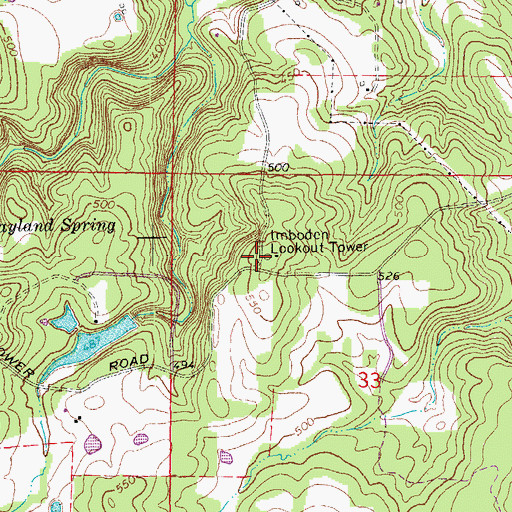 Topographic Map of Imboden Lookout Tower, AR