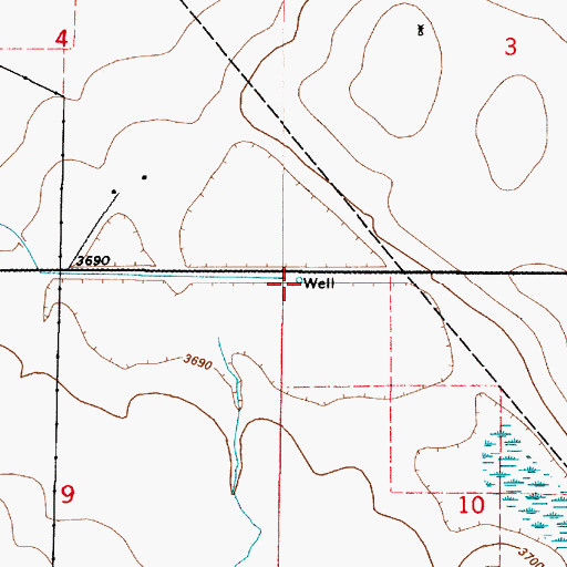 Topographic Map of 22N02E10BBBB01 Well, MT