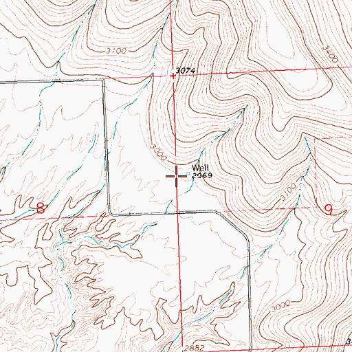 Topographic Map of 22N21W09BCBC01 Well, MT