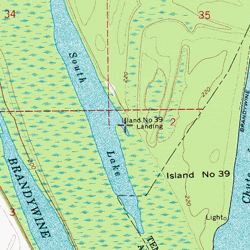Topographic Map of Island Number 39 Landing, AR