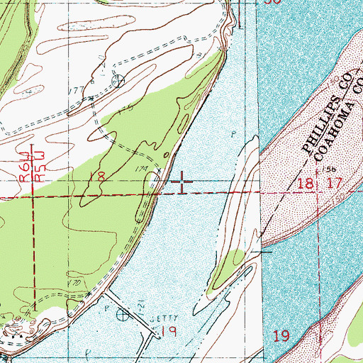 Topographic Map of Island Number 62 Revetment, AR