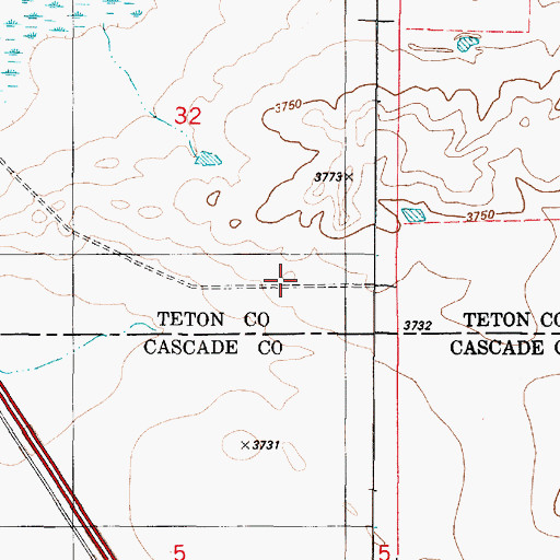 Topographic Map of 23N01E32DDBC01 Well, MT