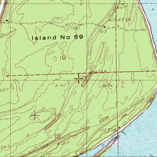 Topographic Map of Island Number 69, AR