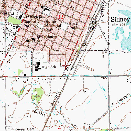 Topographic Map of 23N59E33DCCA01 Well, MT