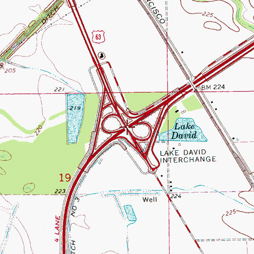 Topographic Map of Lake David Interchange, AR