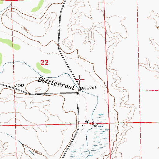 Topographic Map of 23N24W22DACA01 Well, MT