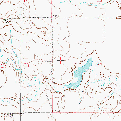 Topographic Map of 23N54E20BCDD01 Well, MT
