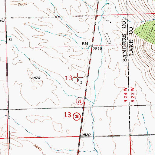 Topographic Map of 23N24W13DBBA01 Well, MT