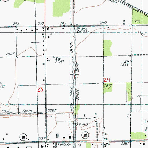 Topographic Map of Lateral Number 2 Moores Ditch, AR