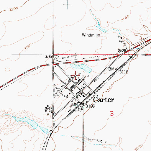 Topographic Map of 23N06E03BBDA01 Well, MT