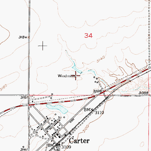 Topographic Map of 24N06E34CDAC01 Well, MT