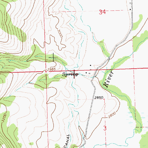 Topographic Map of 23N24W03BAB_02 Spring, MT