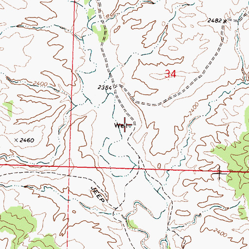Topographic Map of 24N34E34CDBB01 Well, MT