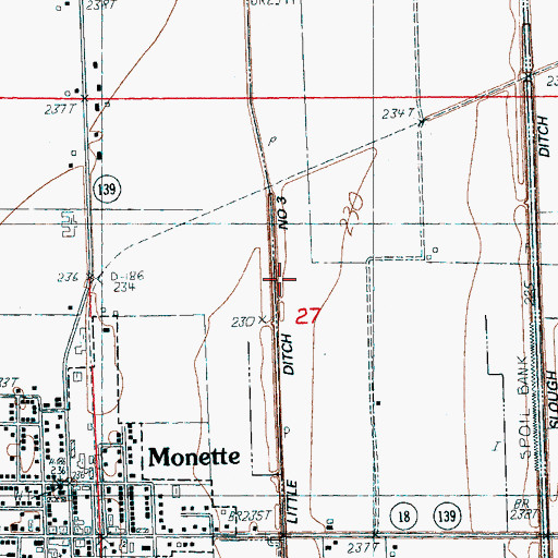 Topographic Map of Little Ditch Number 3, AR