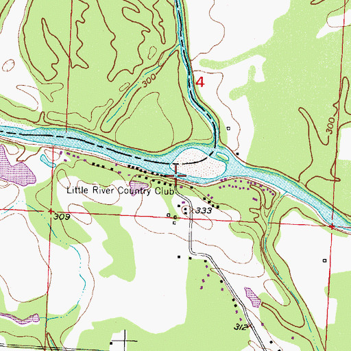 Topographic Map of Little River Country Club, AR