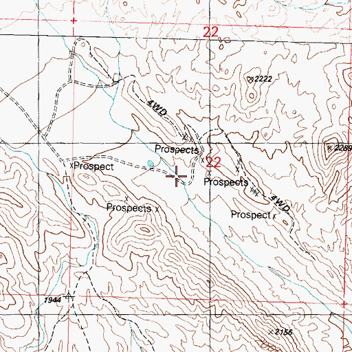 Topographic Map of Artillery Mountains, AZ
