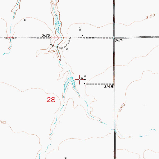 Topographic Map of 24N06E28ADBC01 Well, MT