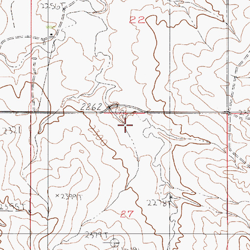 Topographic Map of 24N52E22DCDD01 Well, MT