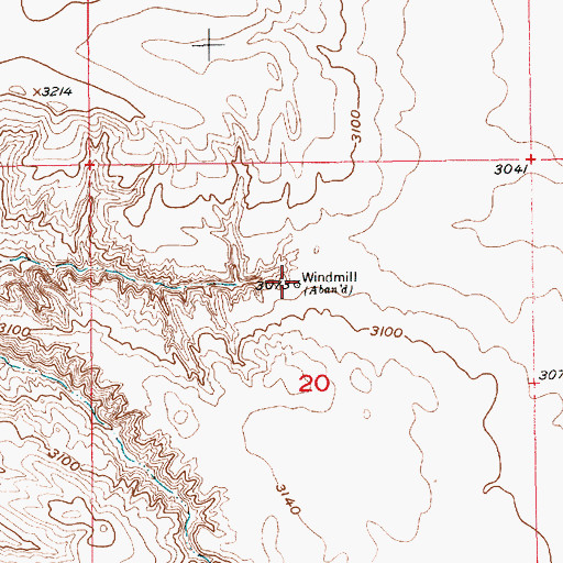 Topographic Map of 24N14E20BDAA01 Well, MT
