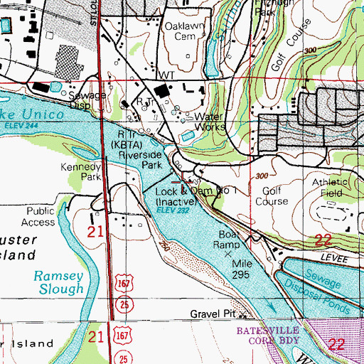 Topographic Map of Lock 1, AR