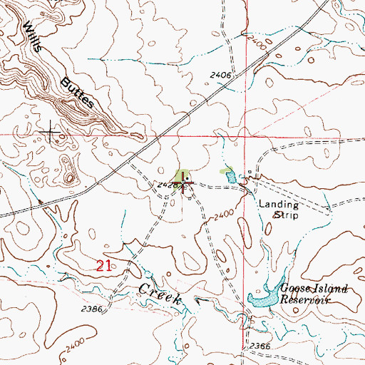 Topographic Map of 24N44E21AACB01 Well, MT