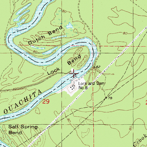 Topographic Map of Lock and Dam Number 8, AR