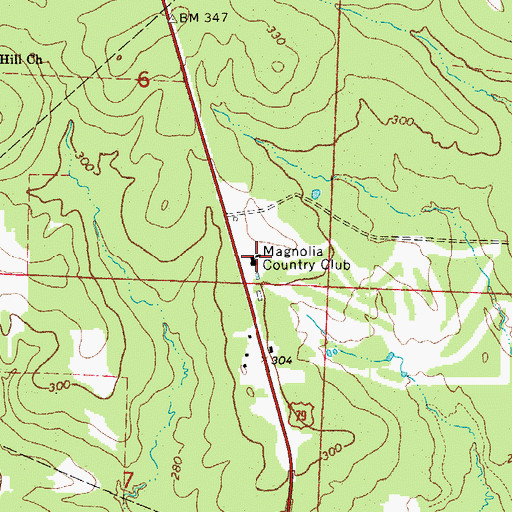 Topographic Map of Magnolia Country Club, AR