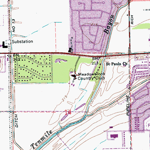 Topographic Map of Meadowbrook Country Club, AR