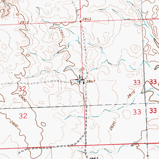 Topographic Map of 25N28E32ADDD01 Well, MT