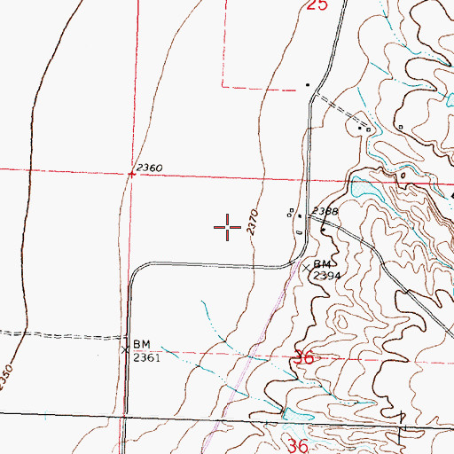 Topographic Map of 25N31E36BA__01 Well, MT