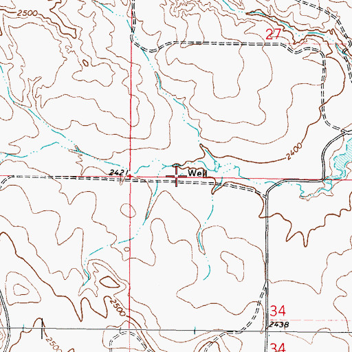 Topographic Map of 25N44E27CCDD01 Well, MT