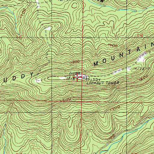 Topographic Map of Muddy Mountain Lookout Tower, AR