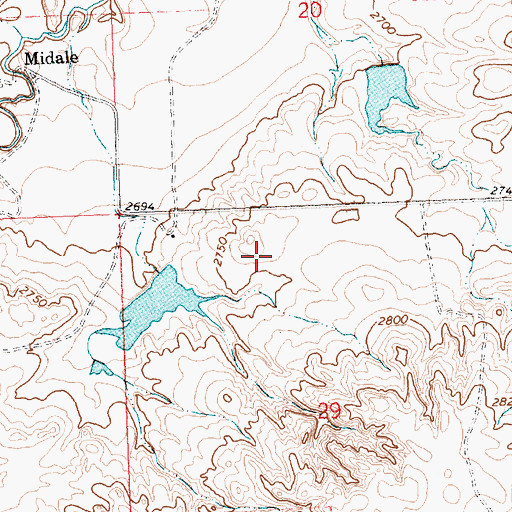 Topographic Map of 25N28E29BA__01 Well, MT