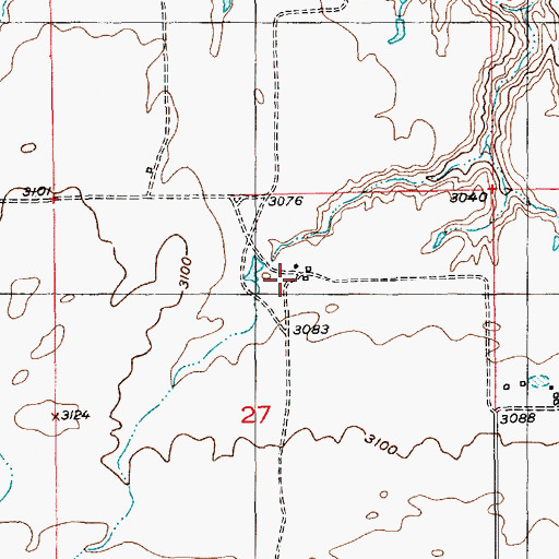 Topographic Map of 25N12E27ABCB01 Well, MT
