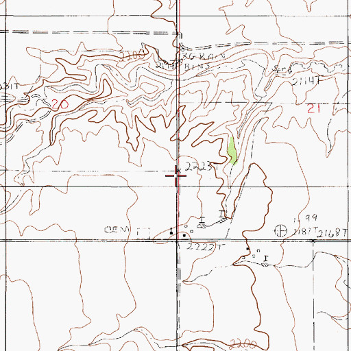 Topographic Map of 25N50E21CCCC01 Well, MT