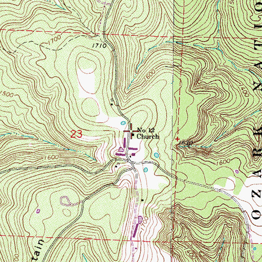 Topographic Map of Number 12 Church, AR