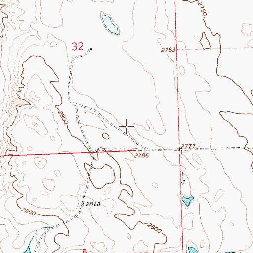 Topographic Map of 26N28E32CD__01 Well, MT